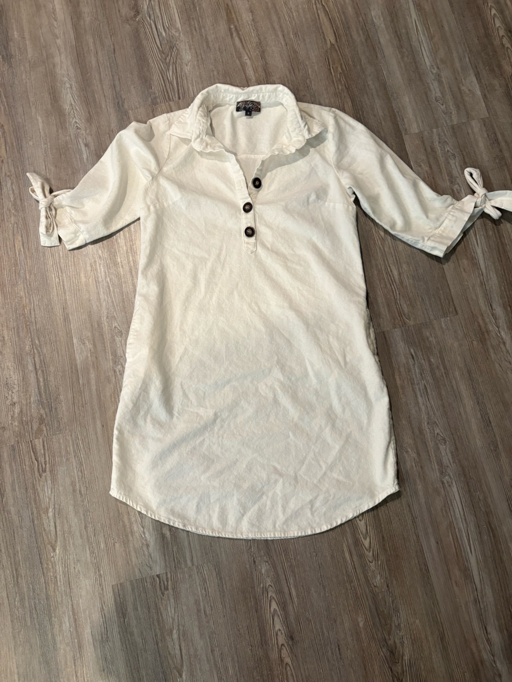 Ivory Tie-Strap dress Linen Blend Size Small